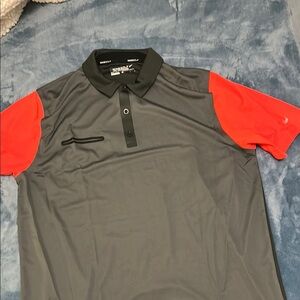 Nike Men's Gray black and neon orange golf Polo Shirt. Large